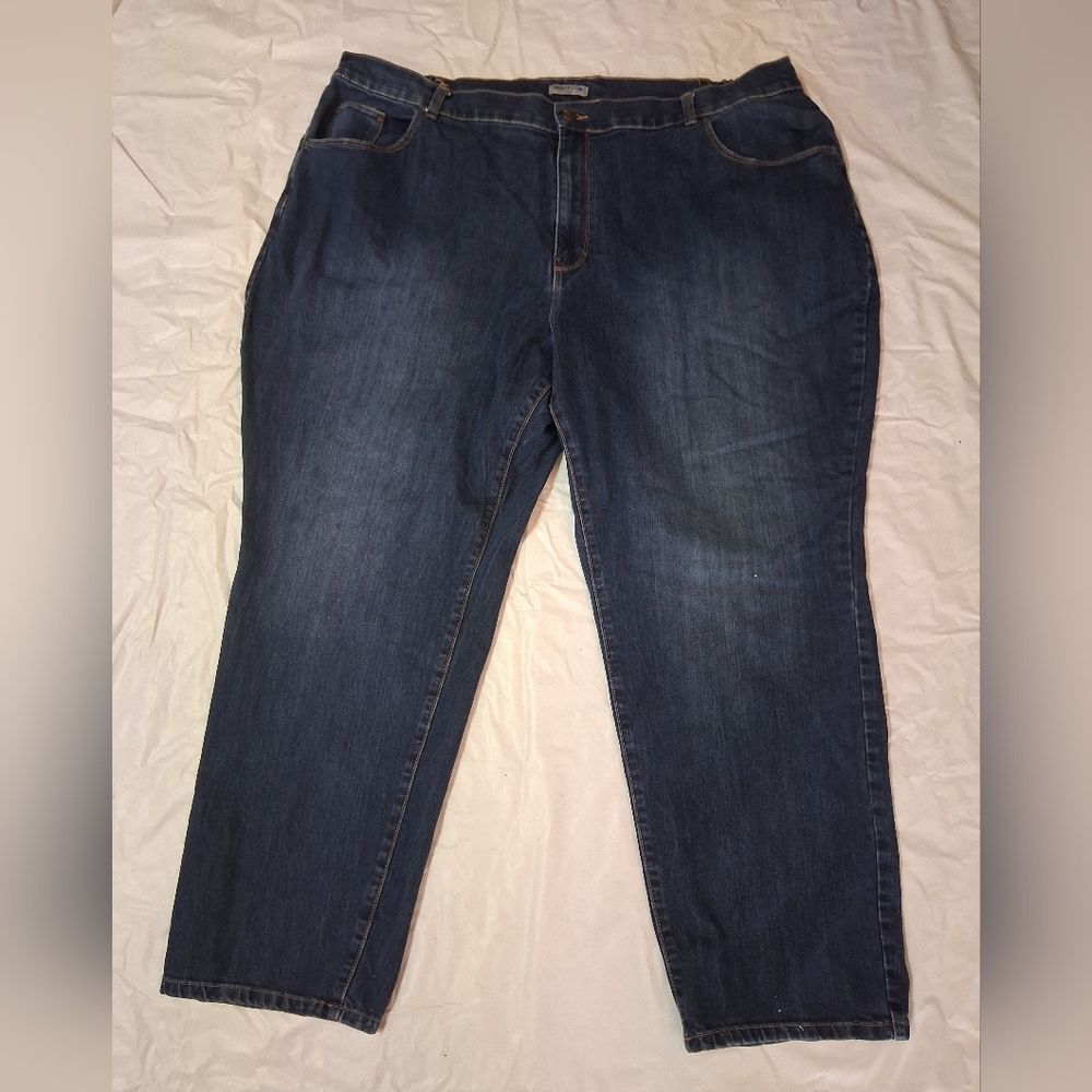 Catherines Right Fit Curvy Dark Blue Straight Leg Stretch Jeans Sz